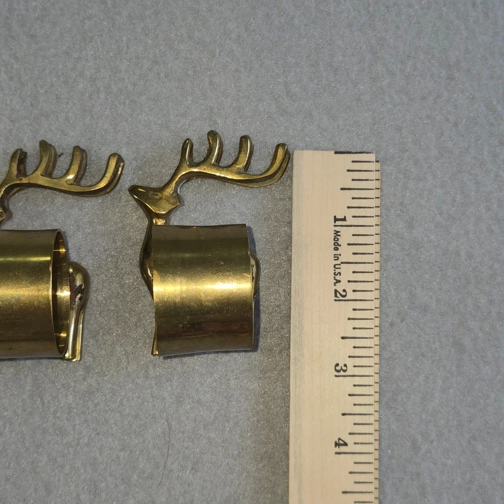 Unbranded Reindeer Napkin Rings Unisex OS Gold Brass Set of 4‎ Holiday Christmas